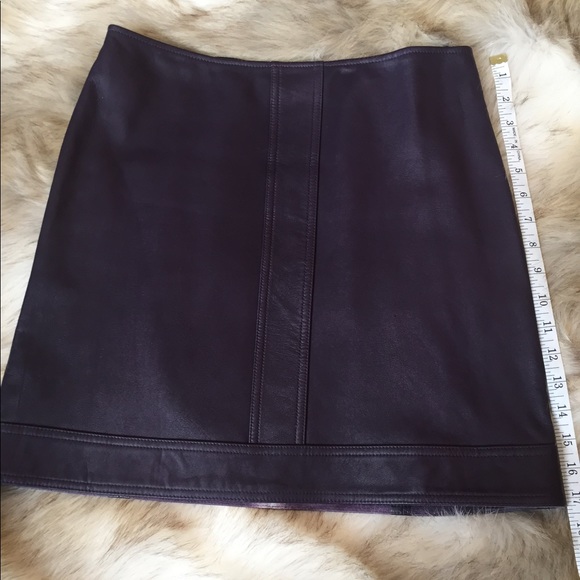 WORTH Leather Skirt, Plum color, Size 4 - Picture 6 of 7